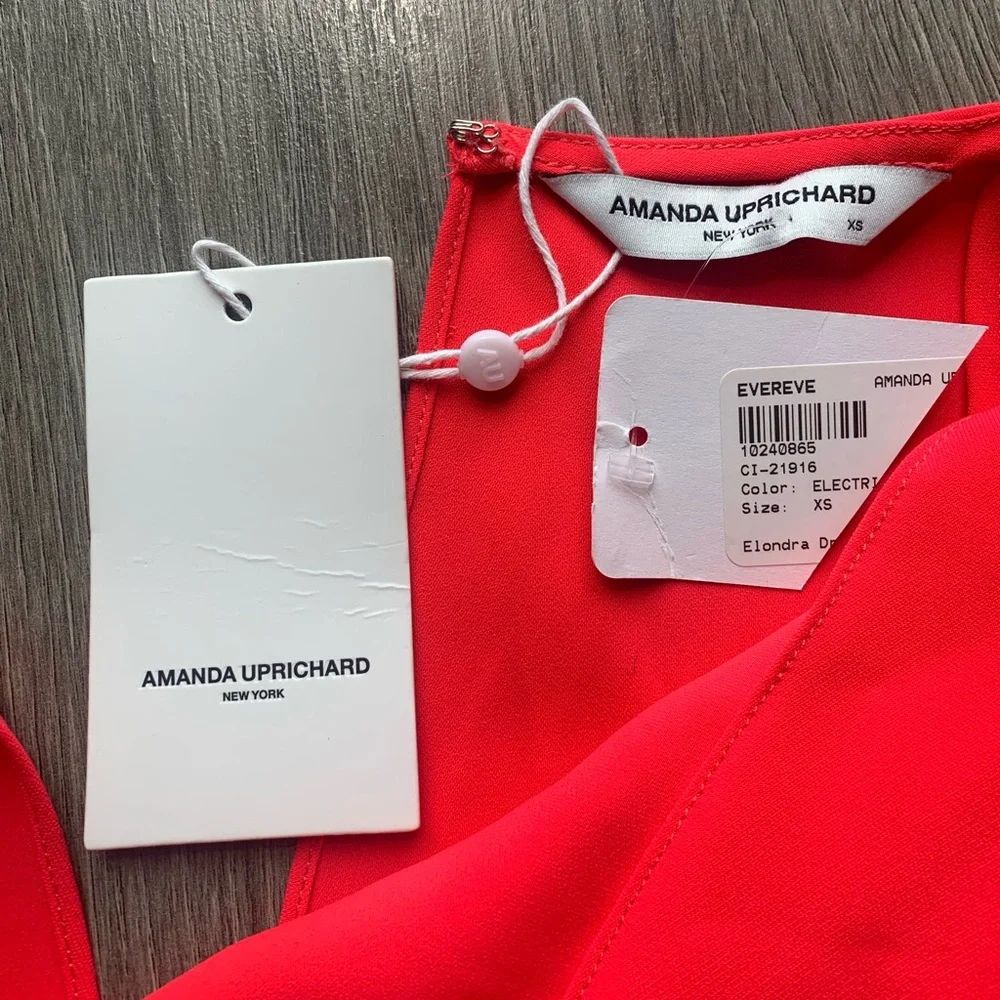 AMANDA UPRICHARD Elondra Midi Dress in Electric Rouge Sleeveless‎ Halter Sz XS - Picture 9 of 11